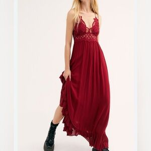 Free People Burgundy Adella Lace Dress